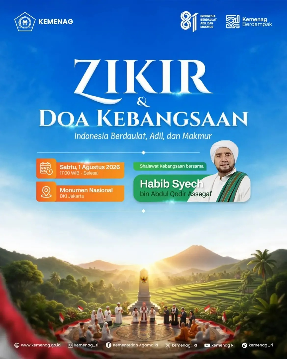 1 Agustus di Monas Ada Zikir dan Doa Kebangsaan, Terbuka untuk Umum